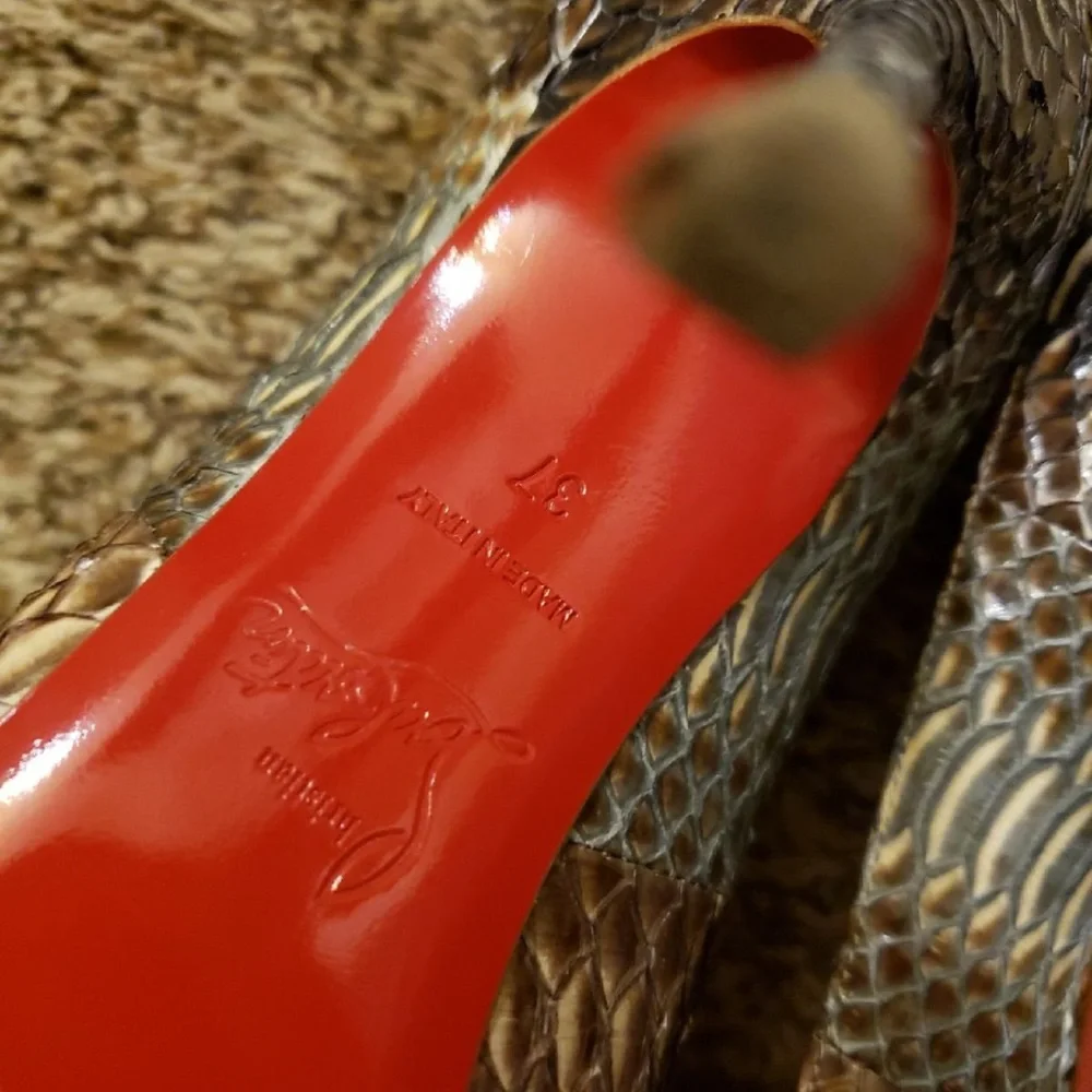 Christian Louboutin / Decollete Snake Décolleté 100 Point Toe Pumps 37 - Picture 7 of 9